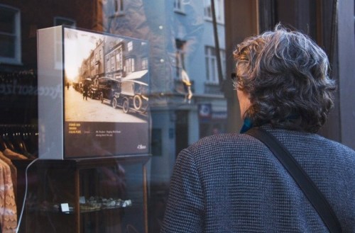 Reeves lightbox in Lewes shop window