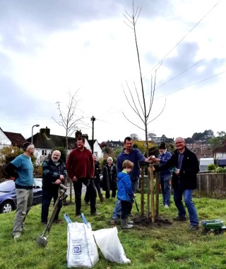 Tree planting at Cross Way, Nevill, Lewes