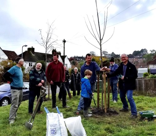 Tree planting at Cross Way, Nevill, Lewes