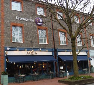 Contrasting bricks on Premier Inn, Lewes