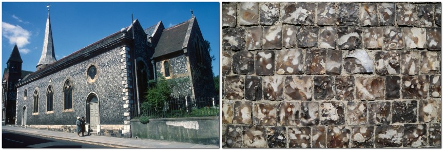 Flint in St Michael's Church Lewes, and squared off flints