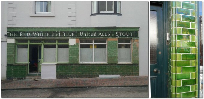 Glazed ceramic tiles on Friars' Walk and Lewes High Street