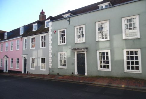 Painted rendered house fronts on Lewes High Street