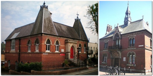 Red bricks on Old Library, and Fitzroy House, Lewes