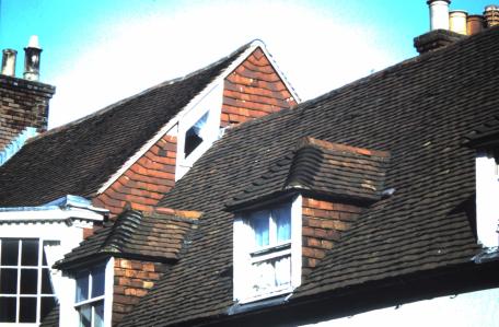 Red clay roof tiles on Lewes High Street