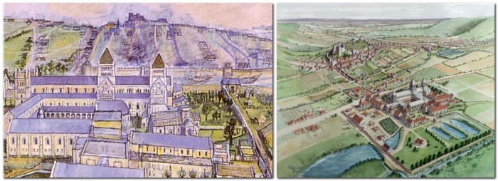 Enlargement shows vessel on Winterbourne (left), Cockshut feeding Priory fishponds (right)